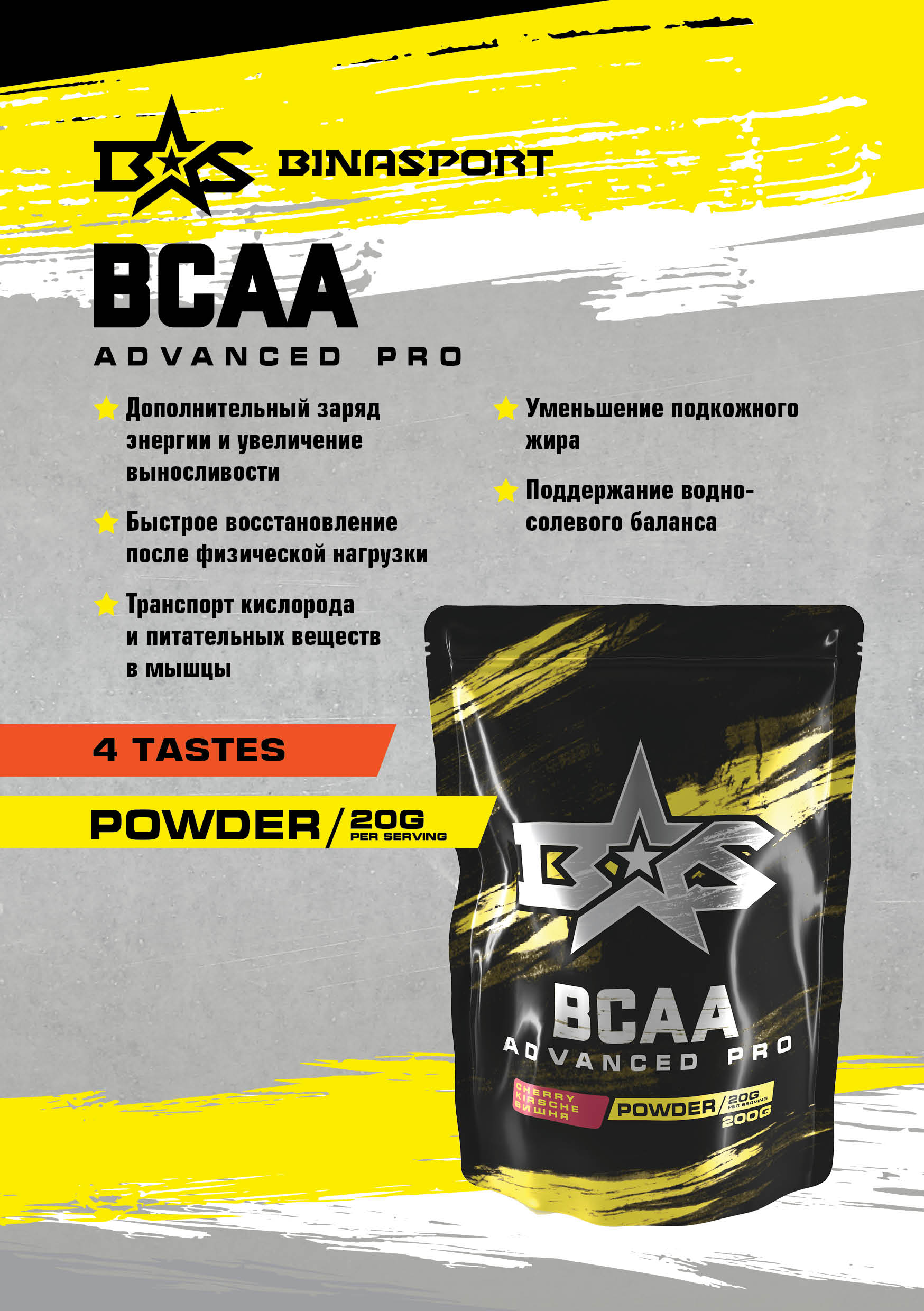 Аминокислоты+минералы+витамины BCAA advanced pro 200 gr.