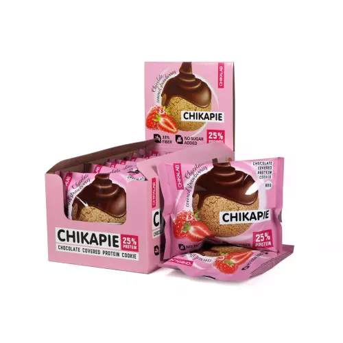 CHIKAPIE Печенье глазированное - Клубника в шоколаде 